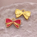 Goldener Schmetterling Schleifenanhänger mit roter Emaille für DIY Schmuckstücke - 12X19x2mm / Rot
