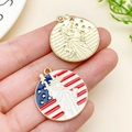 Golden and enamel Statue of Liberty pendants with American flag design for DIY jewelry - KC Gold Enamel Independence Day Round Statue of Liberty
