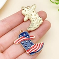 DIY American flag and gold finish cowboy boot alloy charms for keychain jewelry - KC Gold Blue Enamel Independence Day Boots