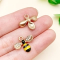 Enamel bee alloy charms with rhinestones and golden wings for DIY jewelry making - Yellow Enamel Bee (12235) / 16x14mm