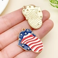 Pop art USA flag eagle lips pendant in gold finish for DIY jewelry making - KC Gold Blue Enamel Independence Day Tongue