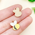 DIY yellow bumble bee alloy charm with enamel oil finish and rose gold metal back - Yellow Enamel Bee (21127) / 14x11mm
