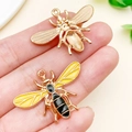 Golden and enamel bee pendants for DIY jewelry making with realistic details - KC Gold Yellow Enamel Bee (23149) / 33x25mm