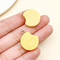 Yellow resin Oreo biscuit pendant with biscuit lettering and a silver metal ring - Yellow