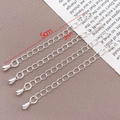 Set of four 5cm silver-plated extension chains with teardrop pendants for DIY jewelry - Water Drop / Thick Silver