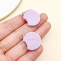 Lavender purple resin cookie pendants with silver metal rings for DIY jewelry making - Purple