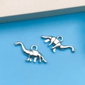 Silver cartoon brontosaurus dinosaur alloy pendant for DIY jewelry and charm bracelets - Antique Silver Long-Necked Dinosaur Style (2381)