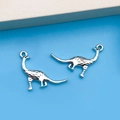 Zinc alloy long neck dinosaur charms with textured silver finish for DIY jewelry making - Antique Silver Brachiosaurus Style (11259)