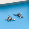 Silver alloy stegosaurus charm pendant with vintage finish for DIY jewelry making - Antique Silver Stegosaurus Style (15765)