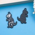 Black and white dinosaur skeleton charm with enamel finish for DIY jewelry crafts - Black Enamel Tyrannosaurus Skeleton Style (18104)