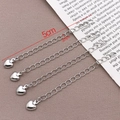 Silver 5cm heart-shaped pendant extender chains for necklaces and bracelets set - Solid Heart / White Gold