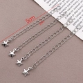 Silver plated star charm extension chain with 5cm length for jewelry making - Pentagram / White Gold