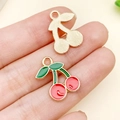 DIY Kirschanhänger mit roter Emaille und Goldplattierung für Schmuckzubehör - Roter Kirsch-Anhänger