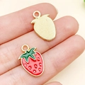 DIY strawberry enamel pendant with gold back for handmade jewelry and accessories - Enamel Strawberry Pendant