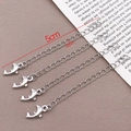 Silver extension chains with dolphin charms, 5cm length for jewelry making - Dolphin / White Gold