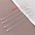 Set of four 6.5cm silver extension chains with lobster clasp and teardrop charm - Thick Silver