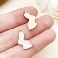 Cute white bunny enamel charms with gold plating and carrot motif for DIY jewelry - White Enamel Rabbit (9945)