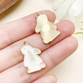 Pendentif lapin mignon en émail blanc avec dos en alliage doré pour bijoux DIY - Lapin en Émail Blanc (23163)