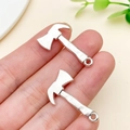 Pair of bright silver axe-shaped alloy pendants for DIY jewelry and keychain crafts - Antique Silver Axe Style (8520)