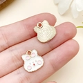 Pendentif lapin blanc en alliage avec nœud rose pour la création de bijoux DIY - Lapin Animal en Émail Blanc (23530)