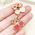 Pendentif cerise en alliage de zinc avec strass rouges et nœud pour bijoux DIY - Cerise Cœur Nœud Papillon Rouge Or KC (23400) / 19x18x3mm