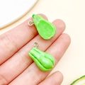 DIY resin vegetable pendant in vibrant green for creative jewelry making and keychains - Green Resin Chayote (23882)