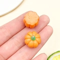DIY simulation orange pumpkin resin pendant with green stem and silver metal loop - Orange Resin Pumpkin (23884)