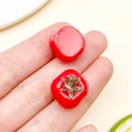 Colgante de resina roja en forma de caqui para joyas DIY con un anillo de plata - Tomate Caqui de Resina Roja (23886)