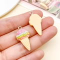 DIY colorful resin ice cream cone charm with metal ring for keychains and accessories - 27x14x7mm / Yellow
