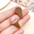 Resin ice cream cone charms in pink and chocolate for DIY keychain accessories - 27x14x7mm / Coffee Brown