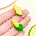 Mini dijes de maíz de resina con anillos de plata para proyectos creativos de joyería DIY - Maíz de Resina Amarilla (23897)