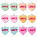 Set of 12 colorful heart-shaped resin charms with LOVE lettering for DIY jewelry making - LOVE Set (SN1533)