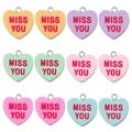 Colorful 12-piece resin heart charms set with MISS YOU letters for DIY jewelry making - Miss You Theme Set (SN1523)