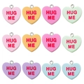 Set of 12 colorful resin heart pendants with Hug Me engraving for DIY jewelry making - HUG ME Set (SN1521)