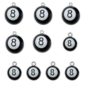 Set van 10 hars biljartbal hangers nr. 8 met metalen ringen voor DIY sieraden maken hobby - Nummer 8 Poolbalset (SN1567)