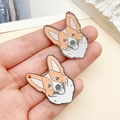 Simpatici ciondoli Corgi in acrilico per gioielli fai da te, set da 2 pezzi nei colori arancio e bianco - Cane Corgi Stampato su Entrambi i Lati in Acrilico Arancione (23989) / 33x25x2mm