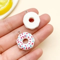 Cute resin donut charms in white and colorful sprinkles for DIY jewelry crafts - White Round Donut