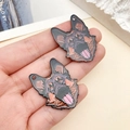 Ciondoli in acrilico con pastore tedesco per gioielli fai da te con stampa vivace - Cane Pastore Stampato su Entrambi i Lati in Acrilico Nero (23990) / 33x25x2mm