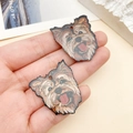 Ciondolo cane Yorkshire Terrier in acrilico per DIY con texture di pelliccia e foro pratico - Cane Yorkshire Terrier Stampato su Entrambi i Lati in Acrilico Nero (23991) / 31x28x2mm