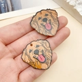Pendentif mignon en acrylique Golden Retriever pour porte-clés et bijoux DIY - Chien Golden Retriever Imprimé Recto Verso en Acrylique Orange (23992) / 30x30x2mm