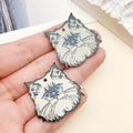Pendentif chat Ragdoll mignon en acrylique pour bijoux DIY avec yeux bleus - Chat Maine Coon Imprimé Recto Verso en Acrylique Brun Clair (23994) / 30x30x2mm
