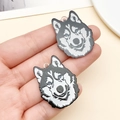 Pendentif husky mignon en acrylique avec yeux bleus pour accessoires de bijoux DIY - Chien Husky Imprimé Recto Verso en Acrylique Noir (23995) / 34x26x2mm