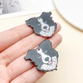 Lot de deux breloques en acrylique Border Collie avec trous pour la création de bijoux - Chien Border Collie Imprimé Recto Verso en Acrylique Noir (24452) / 30x31x2mm
