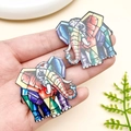 Pendentifs éléphants en acrylique style vitrail pour création de bijoux DIY 2pcs - 38x36x2mm / Éléphant Mosaïque Coloré (23974)