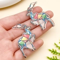 Lot de deux breloques antilopes en acrylique à motif mosaïque coloré pour bijoux DIY - 43x28x2mm / Cerf Mosaïque Coloré (23975)