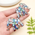 Pendentif éléphant en acrylique aux motifs mosaïques colorés pour création de bijoux - 36x45x2mm / Éléphant Mosaïque Coloré Type B (23976)