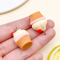 Miniature resin cupcake charms with cream frosting and cherry for DIY jewelry making - Coffee Resin Food Cream Apple Cupcake (24087)