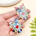 Pendentifs hibou en acrylique mosaïque colorée pour bijoux DIY faits main - 43x32x2mm / Hibou Mosaïque Coloré (23978)