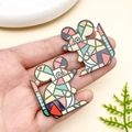 Pendentif souris en acrylique mosaïque pour la création de bijoux et accessoires DIY - 38x33x2mm / Souris Mosaïque Colorée (23979)