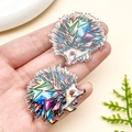 Pendentifs hérisson en acrylique avec motif mosaïque coloré pour création de bijoux DIY - 34x39x2mm / Hérisson Mosaïque Coloré (23981)